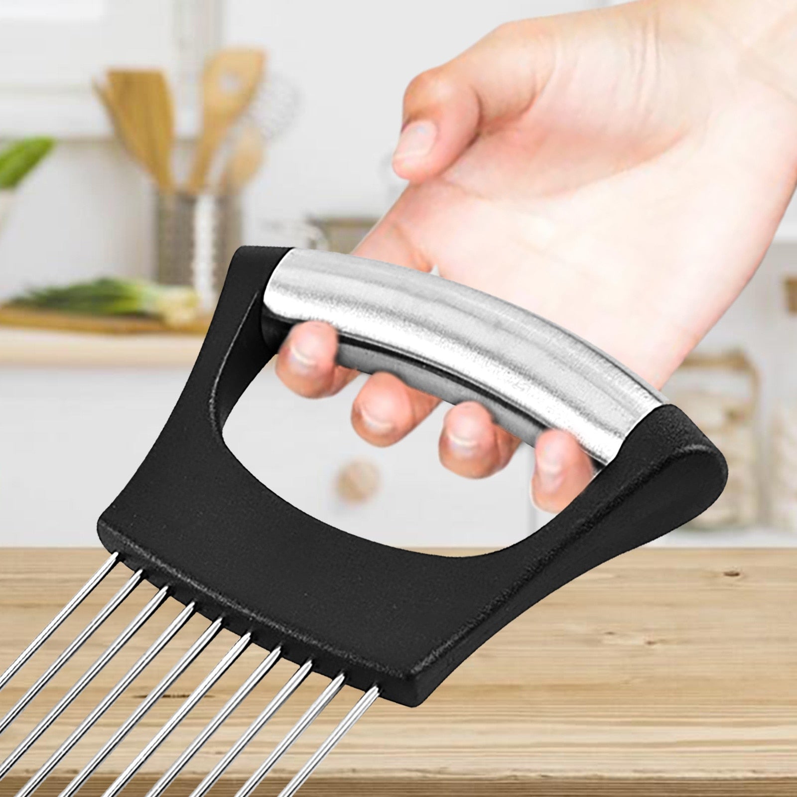Food Slice Assistant Onion Holder Cutting Aid Strips Meat Sale Slicer HOT  A5F3